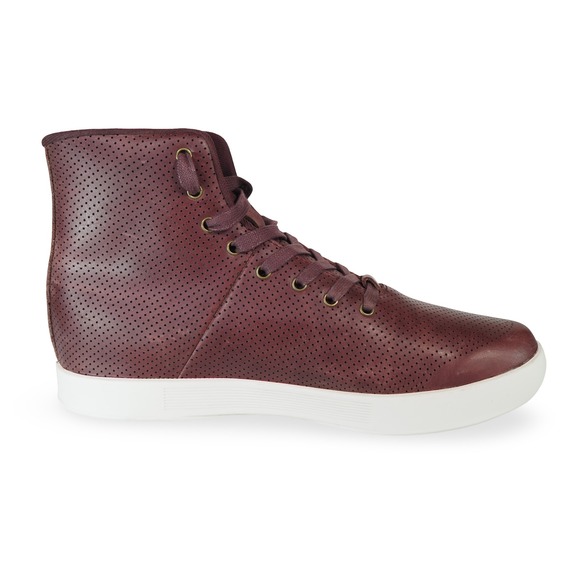 NOBULL Outwork High Top Leather Trainers Mens 8 Womens 9.5 Burgundy Perforated - Picture 7 of 11